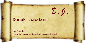 Dusek Jusztus névjegykártya